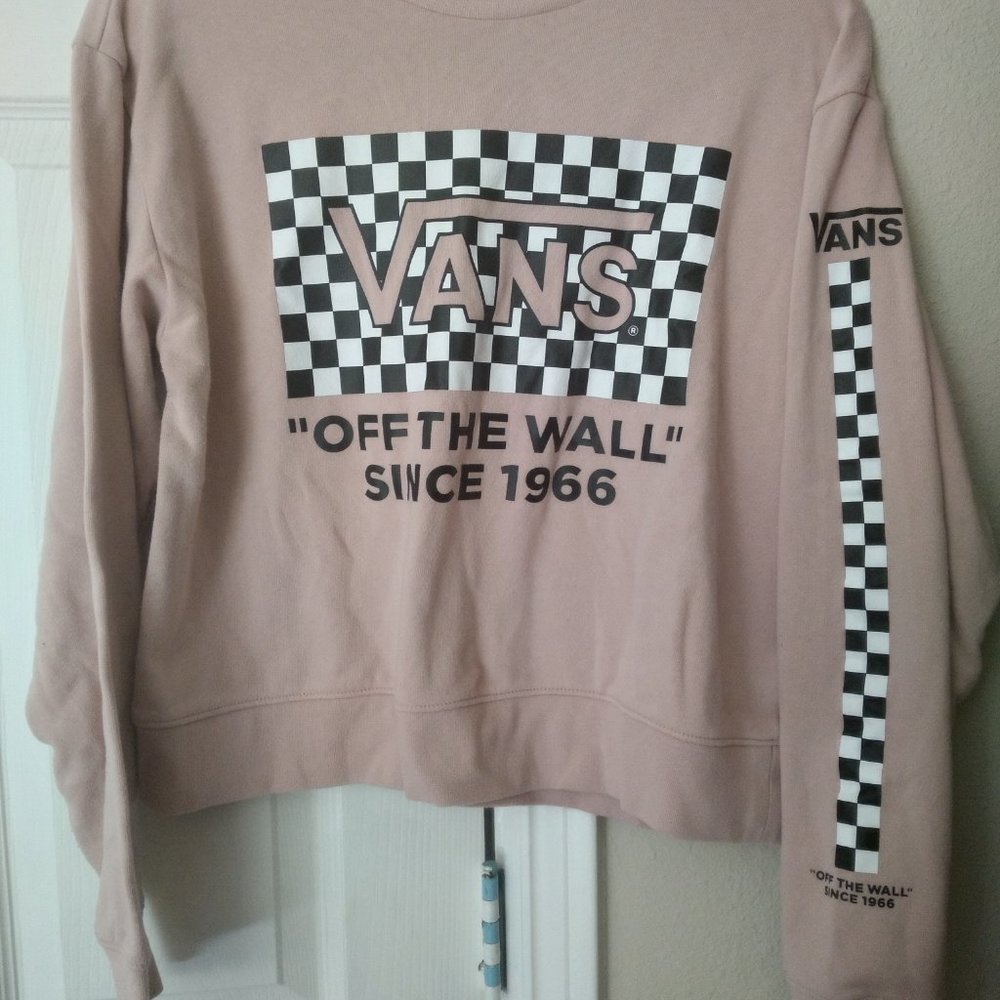 Vans Long Sleeve Checker Pink Crop Sweater